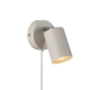 Nordlux Explore - Aplique de pared para interiores/bollos de pared de metal beige, GU10 LED de 7 W, enchufe y cable de red para dormitorio, sala de estar, cocina, oficina, mesita de noche o estudio