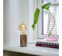 Nordlux Lámpara de mesa Siv con cilindro de mármol, marrón