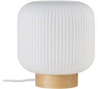 Nordlux Lámpara de sobremesa con base de madera y tulipa de cristal