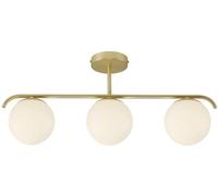 Nordlux Lámpara regleta de techo nórdico dorado con 3 esferas blancas