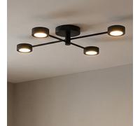 Nordlux Plafón LED Clyde Flex, 4 luces, 2 montantes, negro