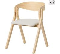 Nordlys Set 2 sillas de comedor en madera y tejido beige