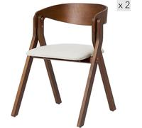 Nordlys Set 2 sillas de comedor en madera y tejido beige