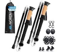 NORDMUT® Bastones de Senderismo Plegables en Aluminio o Carbono Ultraligeros - Desde 1,50 m o 1,65 m - con Empuñaduras Ergonómicas - Trekking Robustos y Compactos (Aluminio / 115-135cm)