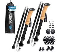NORDMUT® Bastones de Senderismo Plegables en Aluminio o Carbono Ultraligeros - Desde 1,50 m o 1,65 m - con Empuñaduras Ergonómicas - Trekking Robustos y Compactos (Carbono / 105-120cm)