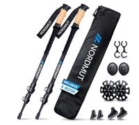 NORDMUT® Bastones de Senderismo Telescópicos | Nordic Walking Mujeres y Hombres | Bastones de Trekking Ultraligeros [con Set de Gomas] Ajustables con Empuñadura de Corcho Natural (Aluminio)