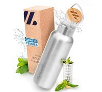 NORDMUT® Botella de agua de acero inoxidable aislada + filtro de té | Termo apto para lavavajillas | Botella isotérmica para niños y adultos | Botella hermética | con filtro de té (750, Mililitros)