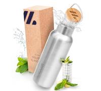 NORDMUT® Botella de agua de acero inoxidable aislada + filtro de té | Termo apto para lavavajillas | Botella isotérmica para niños y adultos | Botella hermética | con filtro de té (750, Mililitros)