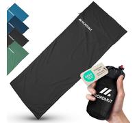 NORDMUT® Saco de Dormir Ultraligero para albergues, de Microfibra o algodón: Saco de Viaje Transpirable, de tamaño Compacto y Especialmente Suave, con Funda para Almohada (Gris/Poliéster)