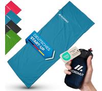 NORDMUT® Saco de Dormir Ultraligero para albergues, de Microfibra o algodón: Saco de Viaje Transpirable, de tamaño Compacto y Especialmente Suave, con Funda para Almohada (Azul/Poliéster)