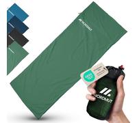 NORDMUT® Saco de Dormir Ultraligero para albergues, de Microfibra o algodón: Saco de Viaje Transpirable, de tamaño Compacto y Especialmente Suave, con Funda para Almohada (Verde/Algodón)
