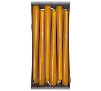 Nordring 12 velas puntiagudas de 2,3 x 25 cm, color mostaza, certificado RAL, sin goteo ni humo, aprox. 8 horas de combustión, decoración de mesa y candelabro