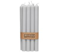 Nordring Juego de 8 velas de caña Rustik gris claro - 2,2 x 25 cm de alto - Coloridas en masa - Certificadas RAL