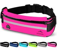 Nordrun Riñonera Running Ajustable e Impermeable Apta par Todos los Moviles | Riñonera Running Mujer y Hombre | Cinturon Running | Porta Movil Running | Riñonera Deportiva | Running Belt (Rosa)