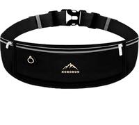 Nordrun Riñonera Running Ajustable e Impermeable para Mujer y Hombre | Cinturon Running Apto para Todos los Moviles | Porta Movil Running | Riñonera Deportiva | Running Belt (Negro Arena)