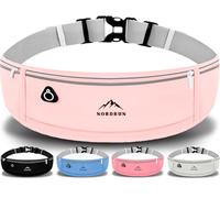 Nordrun Riñonera Running Ajustable e Impermeable para Mujer y Hombre | Cinturon Running Apto para Todos los Moviles | Porta Movil Running | Riñonera Deportiva | Running Belt (Rosa Pastel)