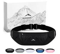 Nordrun Riñonera Running Ajustable e Impermeable para Mujer y Hombre | Cinturon Running Apto para Todos los Moviles | Porta Movil Running | Riñonera Deportiva | Running Belt (Negro)