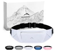 Nordrun Riñonera Running Ajustable e Impermeable para Mujer y Hombre | Cinturon Running Apto para Todos los Moviles | Porta Movil Running | Riñonera Deportiva | Running Belt (Blanco)