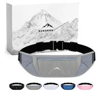 Nordrun Riñonera Running Ajustable e Impermeable para Mujer y Hombre | Cinturon Running Apto para Todos los Moviles | Porta Movil Running | Riñonera Deportiva | Running Belt (Gris)