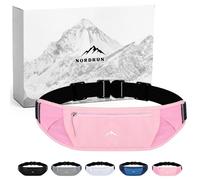 Nordrun Riñonera Running Ajustable e Impermeable para Mujer y Hombre | Cinturon Running Apto para Todos los Moviles | Porta Movil Running | Riñonera Deportiva | Running Belt (Rosa)