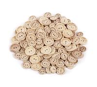 Nordstern Botones de madera natural hechos a mano para coser chaquetas de punto, 150 unidades, botones hechos a mano con amor para coser y manualidades, 15 mm, 20 mm, 25 mm