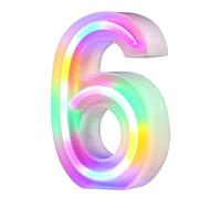 Nordstylee Letras con luces LED iluminadas, letras de neón para pared, fiesta de cumpleaños, Navidad, decoración de boda, números coloridas (6)