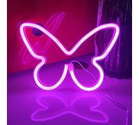 Nordstylee Letrero de neón con forma de mariposa para colgar luces decorativas de neón USB o funciona con pilas para el hogar, dormitorio, bar, restaurante, decoración de pared, color rosa claro