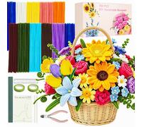 NORDUN 700 pieza Gruesa Limpiapipas Manualidades,10 Colores Limpia Pipas para Manualidades Kit de Flores,Arte Bricolaje Ramo Caja de Regalo para Festival,con Instrucciones y Varios Accesorios