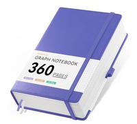 NORDUN Cuaderno gráfico A5 grueso, 360 páginas para escribir, papel de 100 g/m², tapa dura, diario de cuero para oficina, escuela, trabajo, mujeres y hombres, pestañas adhesivas, 14,5 x 21 cm, color