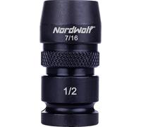 NordWolf Adaptador de llave de impacto hembra cuadrada de 1/2 pulgada a hembra hexagonal de 7/16 pulgadas, convertidor de cambio rápido para taladro de vástago hexagonal de 7/16 pulgadas y brocas con
