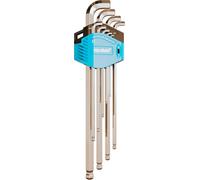 NordWolf Juego de llaves Allen rígidas métricas de extremo de bola de brazo extra largo, llaves hexagonales de grado industrial hechas de acero S2, tamaños de 1,5 mm a 10 mm