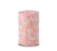NOREN Tarro de té japonés (papel Yuzen Washi), tamaño de 3.5 onzas, fabricado en Japón con tapa interior hermética a prueba de humedad, tarro de cocina para té de café de hojas sueltas (Sakura de