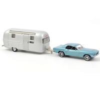 NOREV 1/43 FORD MUSTANG 1968 AZUL CON CARAVANA MODELO ESTÁTICO DIECAST