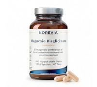 NOREVIA Magnesio Bisglicinato 1000 mg (200 mg elemental, 53% VRN) con Vitamina B6 y L-Glicina | Glicinato Quelado | 120 Cápsulas Veganas, Sin Gluten | 60 Días | Función Muscular y Sistema Nervioso