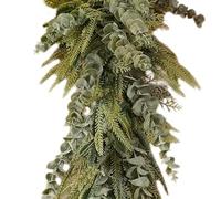 Norfolk Pine Garland 6ft Garland de Navidad Artificial Real Touch con Hojas de eucalipto para la Chimenea de la Chimenea Escalera de la Ventana Decoración de la Ventana