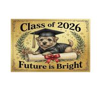 Norfolk Terrier - Rompecabezas de 1000 piezas para adultos, diseño de perro con texto en inglés "Congrats Grad", rompecabezas de madera para diploma de graduación, decoraciones de patrón de clase de