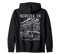 Norfolk VA USA - Coche clásico, diseño Industrial Vintage Sudadera con Capucha