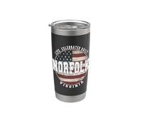 Norfolk Virginia, bandera americana vintage Vaso térmico de acero inoxidable de doble pared