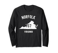 Norfolk Virginia VA 757 Estilo Atlético Vintage Manga Larga