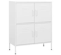 Norheim Armario Metálico de Almacenamiento Armario de Almacenamiento Muebles de Salon con 4 Puertas y 2 Baldas Ajustables para Oficina Salón Dormitorio 80x35x101,5 cm Blanco