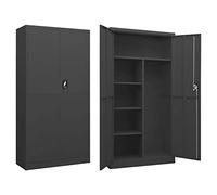 Norheim Gabinetes de Almacenamiento de Acero, Armario Taquilla Metalico, Armarios Archivadores Oficina, con 2 Puertas y 4 Estantes, Sistema de Cierre de 3 Puntos, Gris Antracita 90x40x180 cm