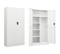 Norheim Gabinetes de Almacenamiento de Acero, Armario Taquilla Metalico, Armarios Archivadores Oficina, con 2 Puertas y 4 Estantes, Sistema de Cierre de 3 Puntos, Blanco 90x40x180 cm