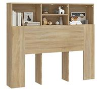 Norheim Mueble Cabecero Armario de Cama con 4 Compartimentos, Cabeceros Cama Madera con Almacenaje Pared Pared Dormitorio Estantería Habitación Libros Decoraciones Color Roble Sonoma 120x19x103,5 Cm