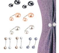 Norhogo 12 Broches para Ropa, Broche de Perlas con Clip para el Cuello, con Cuentas de Cardigan y Broche de Diamantes de Imitación, Mujeres y Niñas en 2 Versiones (Beige, Champán, Gris), Metal