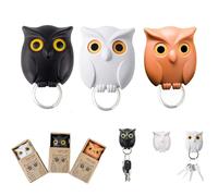 Norhogo 3 sillas para llaves de pared con forma de búho, autoadhesiva, diseño de búho, abre los ojos mientras que los ganchos de llaves, para colgar llaves en casa, para colgar llaves en la oficina