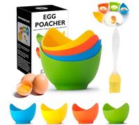 Norhogo 4 escalfadores de huevos de silicona, sin BPA, material alimenticio, hervidores escalfados de silicona para huevos cocidos, escalfador de huevos de silicona para sartén de huevos, utensilios