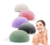 Norhogo 5 piezas Konjac Esponja Natural Konjac Esponja Facial Esponja Facial Limpiador Facial Forma Hemisferio Esponja de Belleza para la Limpieza Exfoliante de Poros Profundos