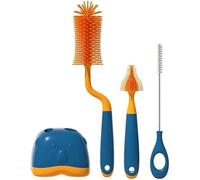 Norhogo Cepillo de limpieza 4 en 1, cepillo de limpieza para biberones, cepillo de silicona para biberones, cepillo para tetinas, limpiador de paja, compartimento de almacenamiento de agua