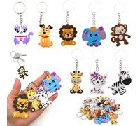 Norhogo Juego de 32 gomas para llaves de animales, de silicona, para niños, llaveros, idea bombonera, regalos para niños, premios, para niñas y niñas, regalo de fiesta de cumpleaños