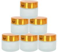 Norhogo Juego de 6 tarros de cosméticos de viaje, tarros vacíos de vidrio mate, recipiente rellenable, bote vacío para crema, crema para cosméticos, cremas, lociones, aceites esenciales (dorado, 30 ml